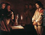 Gerrit van Honthorst Christ before the High Priest (detail) painting
